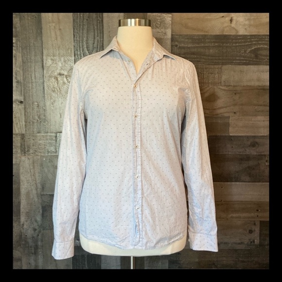 Men’s H&M pinstriped button up shirt large red white and blue polka dots work - Picture 1 of 13